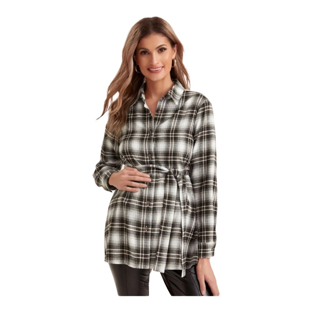 Plaid maternity shirt